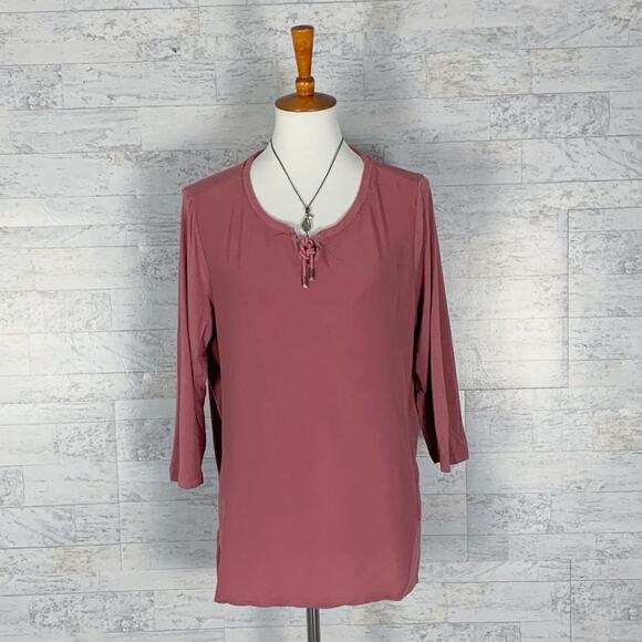Autograph mauve suede 3/4 sleeve casual tunic blouse top casual - Picture 1 of 6
